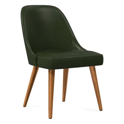 Mid-Century Leather Dining Chair - Wood Legs | West Elm