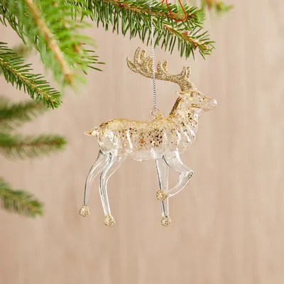 Glass & Gold Reindeer Ornament | West Elm