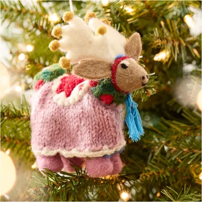 Felt Festive Reindeer Ornament | West Elm