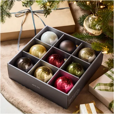 Pure Glass Ball Ornament Box (Set of 9) | West Elm
