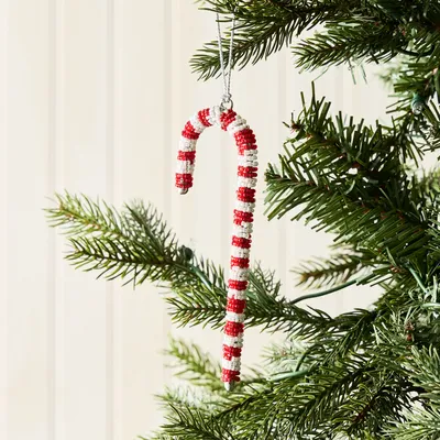 Beaded Candy Cane Ornament | West Elm