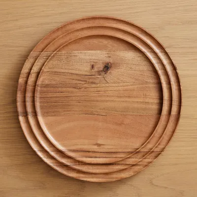 Grooved Wood Charger | West Elm