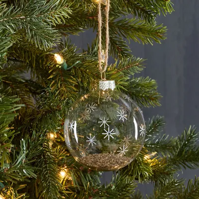 Glass Ball w/ Snowflakes Ornament | West Elm