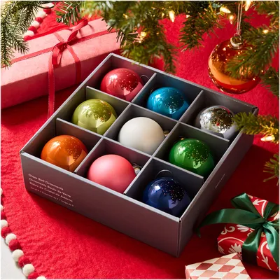 Modern Glass Ball Ornament Box (Set of 9) | West Elm