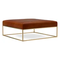 Box Frame Square Leather Ottoman | West Elm