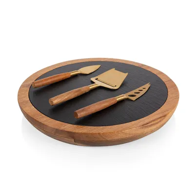 Picnic Time Insignia Acacia Wood & Slate 4-Piece Cheese Board & Tool Set | West Elm