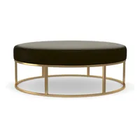 Box Frame Round Leather Ottoman | West Elm