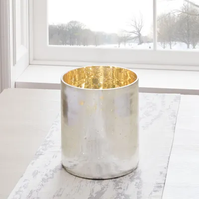 Open Box: Etched Antique Silver Glass Candleholders | West Elm