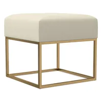 Box Frame Square Leather Ottoman | West Elm