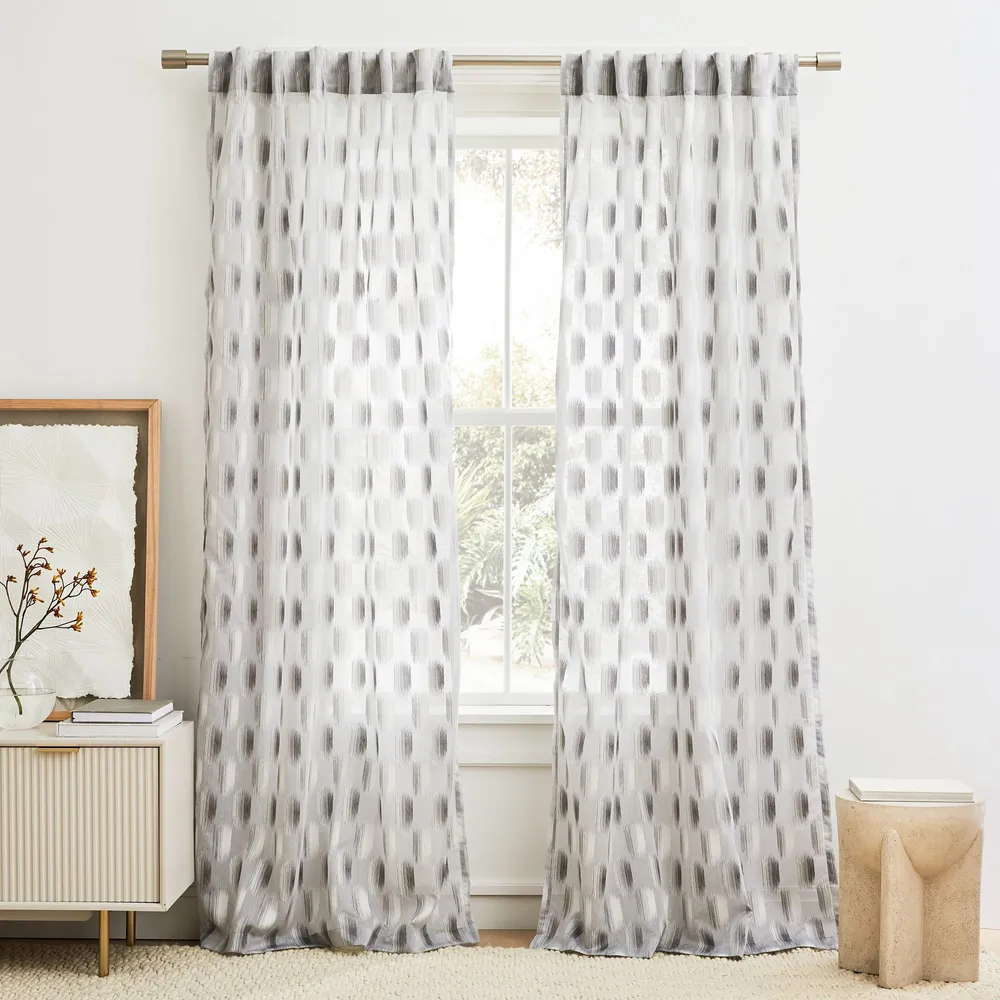Sheer Shaded Dot Jacquard Curtain | West Elm