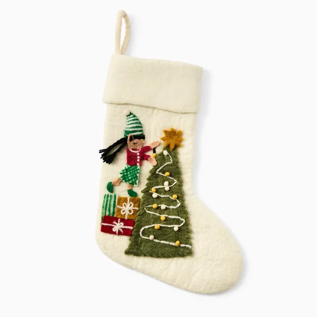 L.L. Bean Christmas Needlepoint Stocking, Cotton