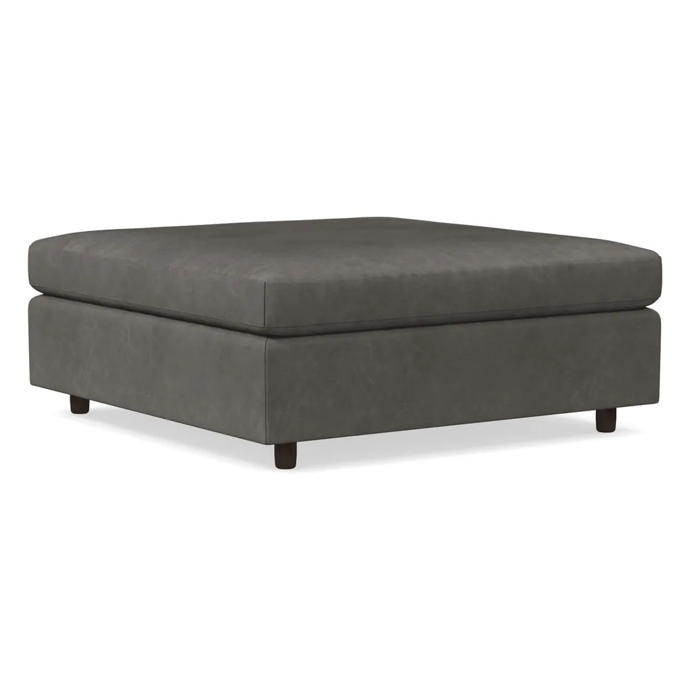 Cove Woven Leather Ottoman