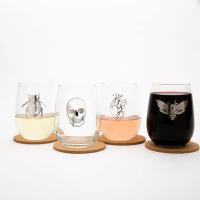 Counter Couture Spooky Stemless Wine Glass - Set of 4 | West Elm