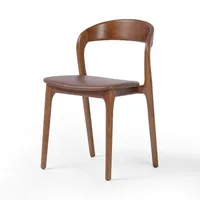 Scooped Ash Wood Leather Dining Chair (Set of 2) | West Elm
