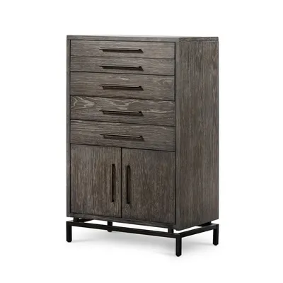 Washed Oak & Iron Tall 7-Drawer Dresser (28") | West Elm