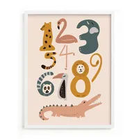 Safari Friends Numerals Framed Wall Art by Minted for West Elm Kids |