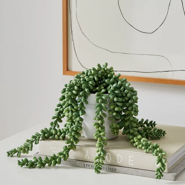 Artificial Hanging Donkey Tail String of Pearls Succulent Stem Plant  Greenery Pick Spray Branch 40in - 40 L x 8 W x 4 DP - Bed Bath & Beyond  - 32405433