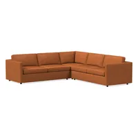 Harris Leather 3-Piece L-Shaped Sectional (103"–113") | West Elm