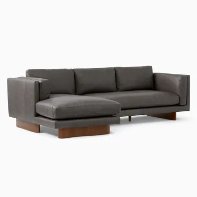 Anton Leather Piece Chaise Sectional Wood Legs | Sofa With West Elm