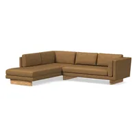 Anton Leather 2 Piece Terminal Chaise Sectional Wood Legs | Sofa With West Elm
