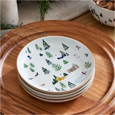 St. Jude Holiday Skiers Appetizer Plate Sets | West Elm