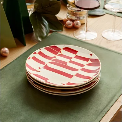 Red Geo Stoneware Salad Plate Sets | West Elm