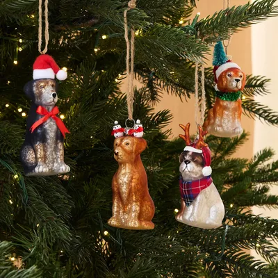 Glass Dog Ornaments (Set of 4) | West Elm