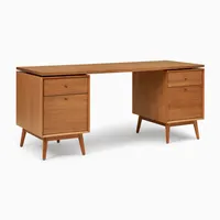 Mid-Century Modular Desk w/ 2 File Cabinets (70