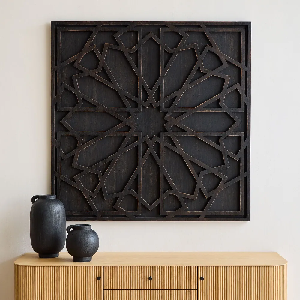 Graphic Wood Square Dimensional Wall Art | West Elm