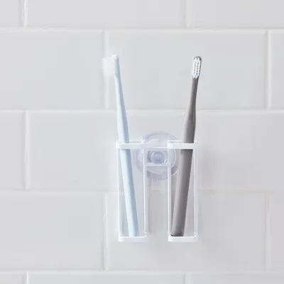 Yamazaki Suction Cup Toothbrush Holder - White | West Elm