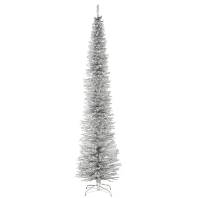 Faux Silver Tinsel Christmas Tree - 9' | West Elm