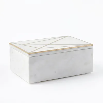Brass Inlay Marble Box - Rectangle, Jewelry Organization | West Elm
