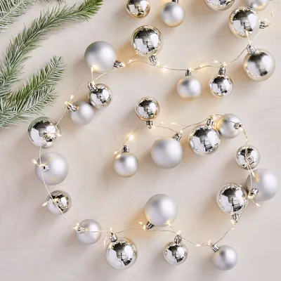 LED Silver Ornament Garland | West Elm