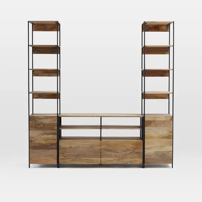 Industrial Modular Media Set With Open + Closed Storage, Entertainment Center | West Elm