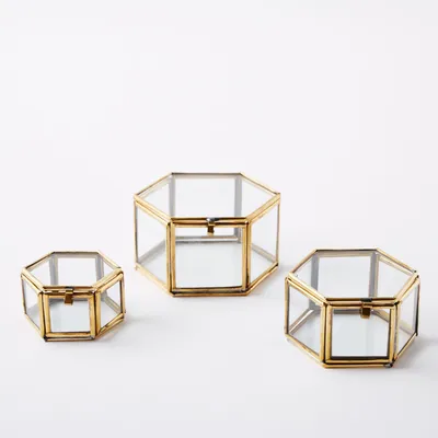 Nesting Glass Shadow Boxes – Hexagon (Set of 3), Jewelry Organization | West Elm