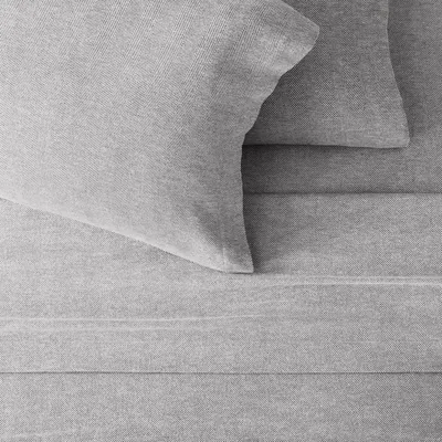 Organic Flannel Herringbone Sheet Set & Pillowcases | West Elm