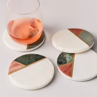 Mixed Marble & Brass Coasters (Set of 4) | West Elm