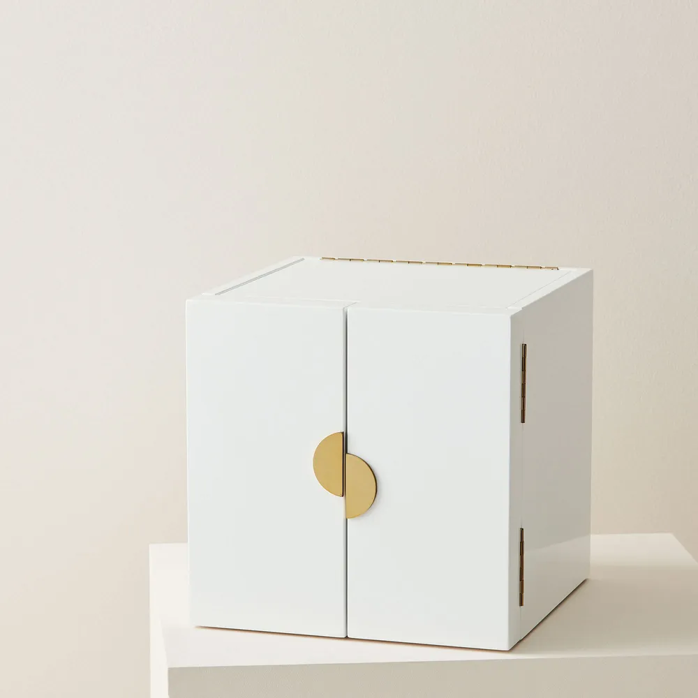 Modern White Lacquer Jewelry Box - Cube | West Elm