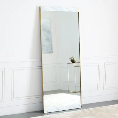 Marble & Brass Floor Mirror - 30"W x 72"H | West Elm