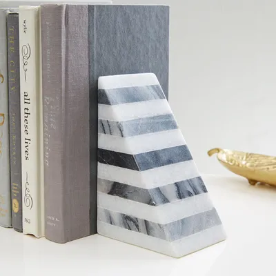 Striped Angle Geometry Bookend, Decorative Accents | West Elm