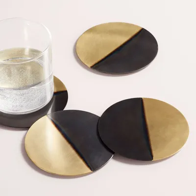 Half Dipped Brass Coasters (Set of 4) | West Elm