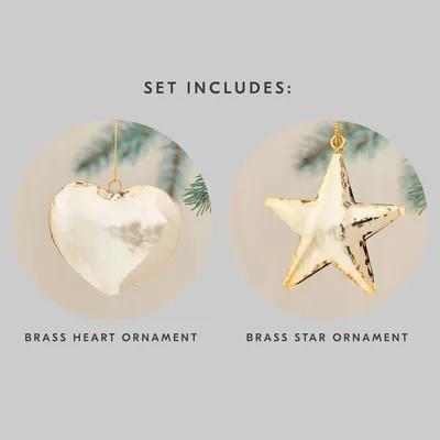 Brass Heart & Star Ornament Set | West Elm