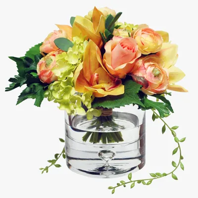 Faux Flower Bouquet w/ Vase - Orange | West Elm