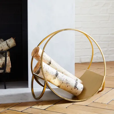Graphic Metal Fireplace Firewood Holder | West Elm