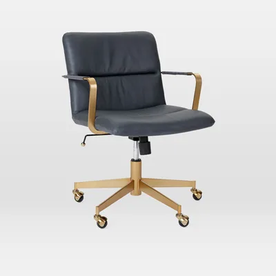 Cooper Mid-Century Leather Swivel Office Chair | West Elm