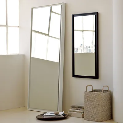 Floating White Lacquer Floor Mirror | Modern Lighting | West Elm