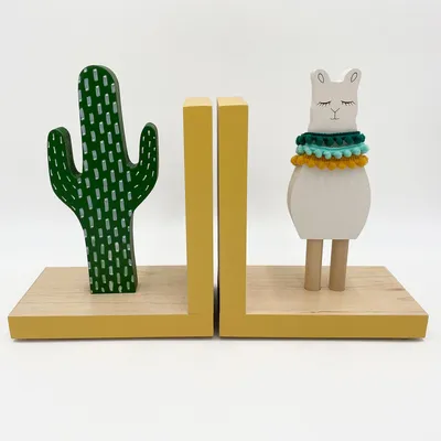 Maple Shade Kids Llama & Cactus Bookends | West Elm