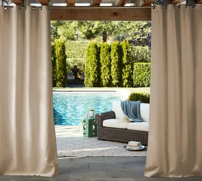 Sunbrella® Indoor/Outdoor Grommet Solid Cast Curtain | West Elm