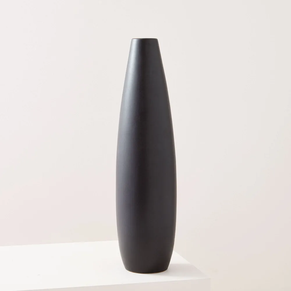 Pure Black Matte Ceramic Vases | West Elm