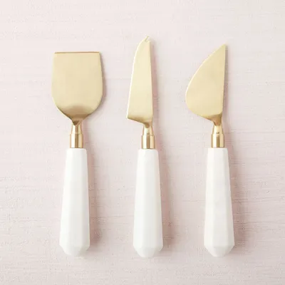 Marble & Brass Charcuterie Knives (Set of 3) | West Elm